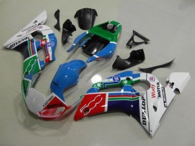 Blau Weiß Grün Rot Wudy Motul Dunlop 98-02 YZF R6 Motorrad Verkleidung