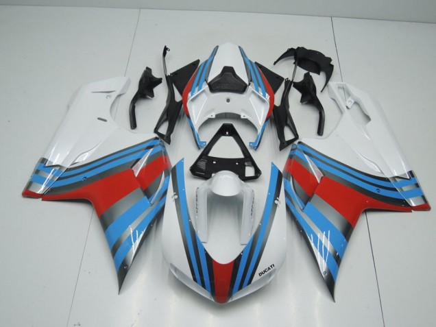Blau Weiß Rot 07-14 Ducati 848 1098 1198 Motorrad Verkleidung Blau Weiß Rot 07-14 Ducati 848 1098 1198 Motorrad Verkleidung