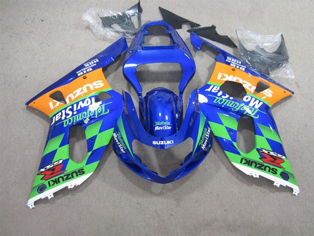 Blaugrün Telefumia Movistar 01-03 GSXR 600 Motorrad Verkleidung Blaugrün Telefumia Movistar 01-03 GSXR 600 Motorrad Verkleidung