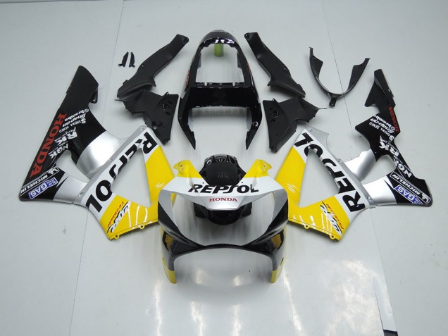 Gelb Silber Schwarz Repsol 00-01 CBR900RR 929 Motorrad Verkleidung Gelb Silber Schwarz Repsol 00-01 CBR900RR 929 Motorrad Verkleidung