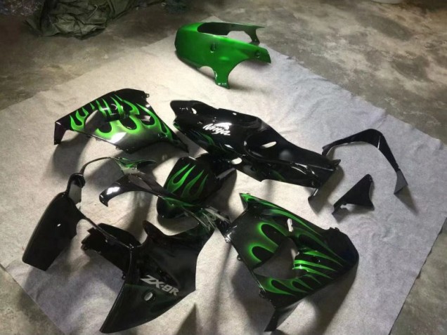 Glänzend Schwarze grüne Flamme 00-01 ZX9R Motorrad Verkleidung