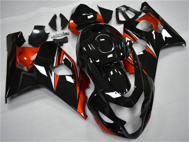 Glänzendes Schwarz Rot Streifen 2004-2005 Suzuki GSXR 600/750 Motorrad Verkleidung