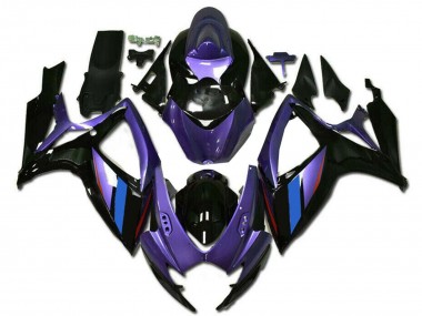 Lila Blau Glänzendes Schwarz Streifen 2006-2007 Suzuki GSXR 600/750 Motorrad Verkleidung