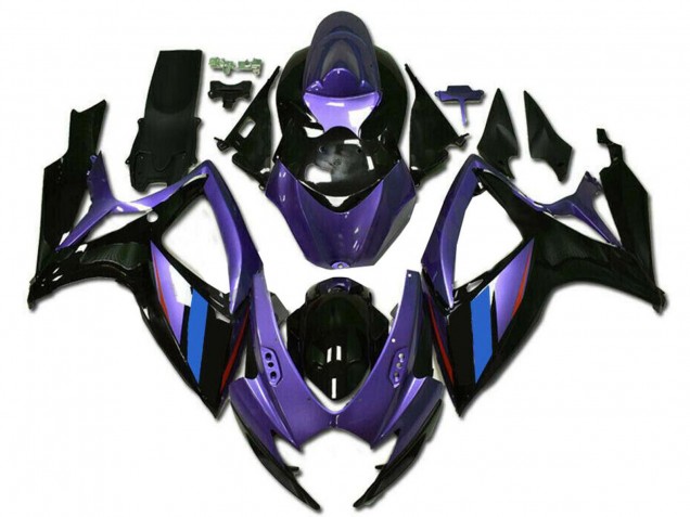 Lila Blau Glänzendes Schwarz Streifen 2006-2007 Suzuki GSXR 600/750 Motorrad Verkleidung