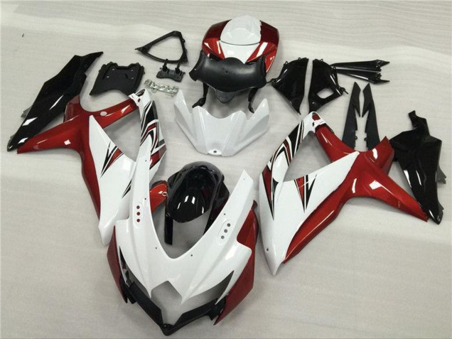 Weiß Rot Glänzendes Schwarz 2008-2010 Suzuki GSXR 600/750 Motorrad Verkleidung