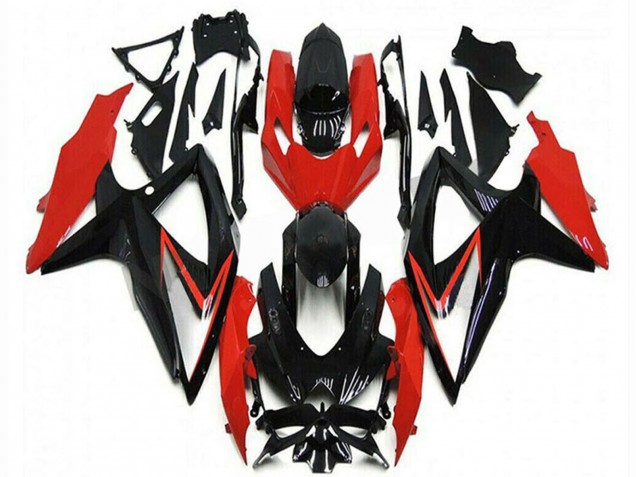 Rot Glänzendes Schwarz Streifen 2008-2010 Suzuki GSXR 600/750 Motorrad Verkleidung