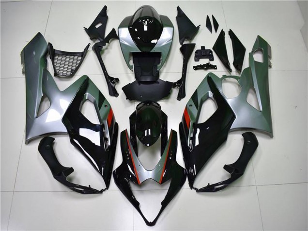 Glänzendes Schwarz Silber 2005-2006 Suzuki GSXR 1000 Motorrad Verkleidung