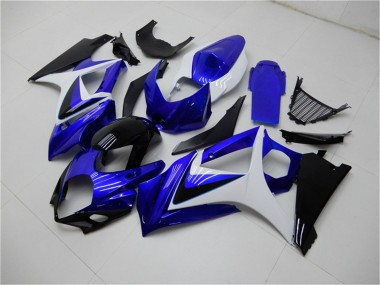 Weiß Blau Schwarz Kein Aufkleber 2007-2008 Suzuki GSXR 1000 Motorrad Verkleidung
