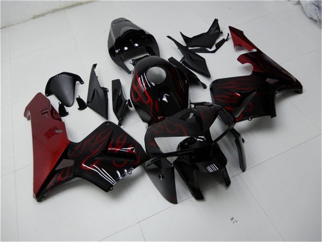 Glänzendes Schwarz Rot Flamme 2005-2006 Honda CBR600RR Motorrad Verkleidung Kit