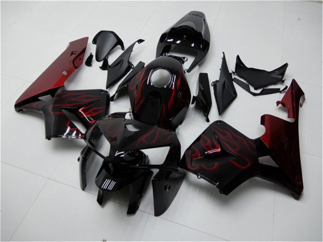 Glänzendes Schwarz Rot Flamme 2005-2006 Honda CBR600RR Motorrad Verkleidung Kit