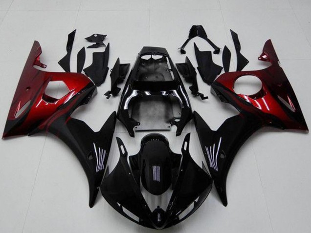 Glänzendes Schwarz Rot 2003-2004 Yamaha YZF R6 Motorrad Verkleidung Kit