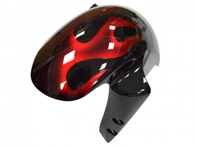 Glänzendes Schwarz Rot Flamme 2003-2004 Yamaha YZF R6 Motorrad Verkleidung