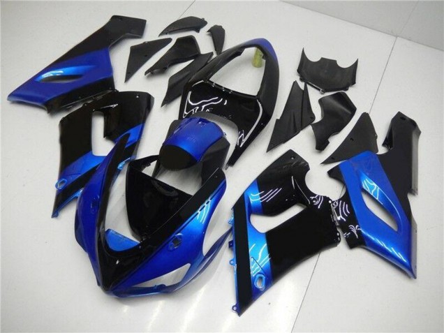 Blau Glänzendes Schwarz 2005-2006 Kawasaki ZX6R Motorrad Verkleidung Kit
