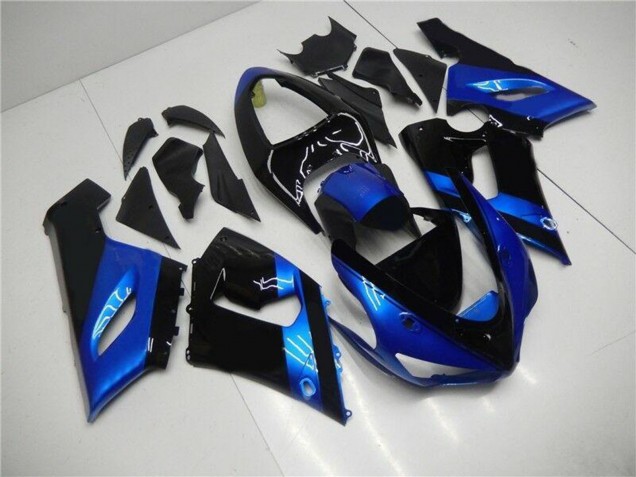 Blau Glänzendes Schwarz 2005-2006 Kawasaki ZX6R Motorrad Verkleidung Kit