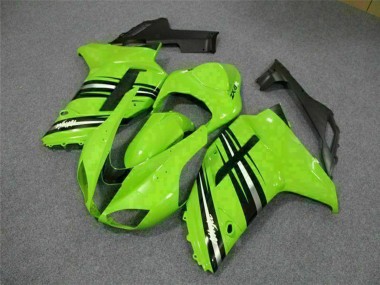 Grün Schwarz 2007-2008 Kawasaki ZX6R Motorrad Verkleidung Kit