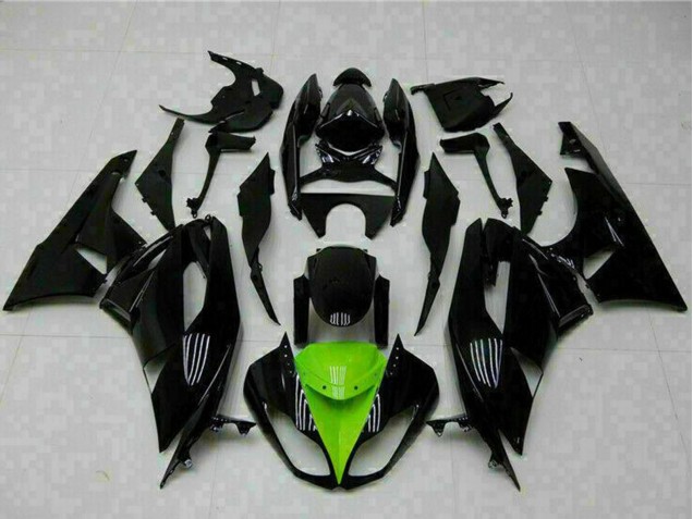 Glänzendes Schwarz Grün 2009-2012 Kawasaki ZX6R Motorrad Verkleidung