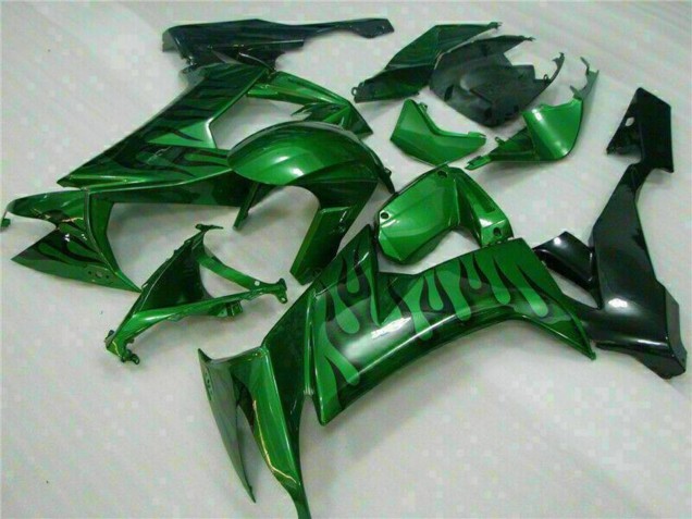 Glänzendes Schwarz Grün Flamme 2008-2010 Kawasaki ZX10R Motorrad Verkleidung