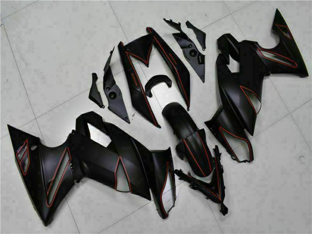 Matt Schwarz Rot Streifen 2009-2011 Kawasaki EX650 Motorrad Verkleidung