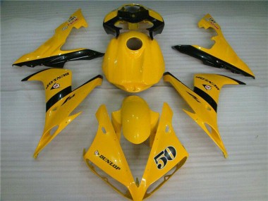Gelb Glänzendes Schwarz Dunlop 50 2004-2006 Yamaha YZF R1 Motorrad Verkleidung
