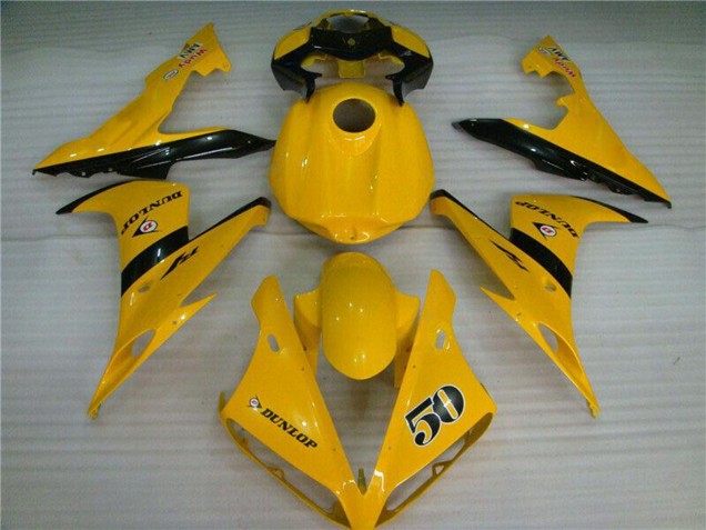 Gelb Glänzendes Schwarz Dunlop 50 2004-2006 Yamaha YZF R1 Motorrad Verkleidung