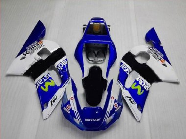 Weiß Blau Schwarz MoviStar ENEOS Yamalube 1998-2002 Yamaha YZF R6 Motorrad Verkleidung