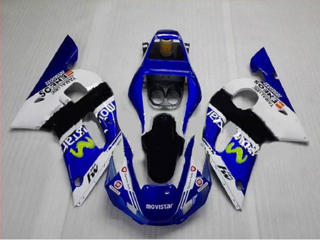 Weiß Blau Schwarz MoviStar ENEOS Yamalube 1998-2002 Yamaha YZF R6 Motorrad Verkleidung