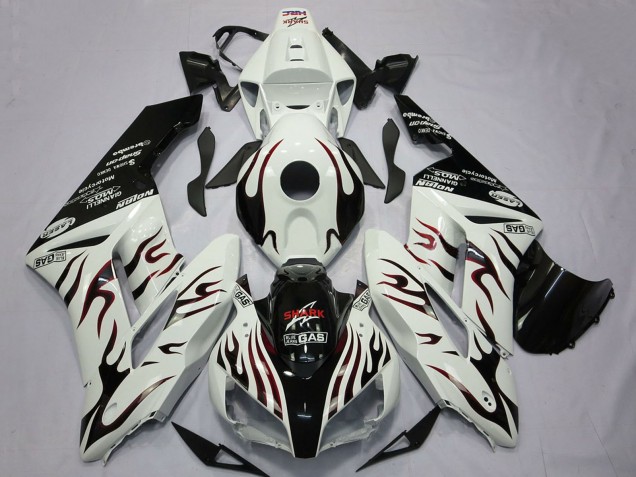 Honda CBR1000RR Motorrad Verkleidung 2004-2005 - Weiss Glanzendes Schwarz Rot Flamme