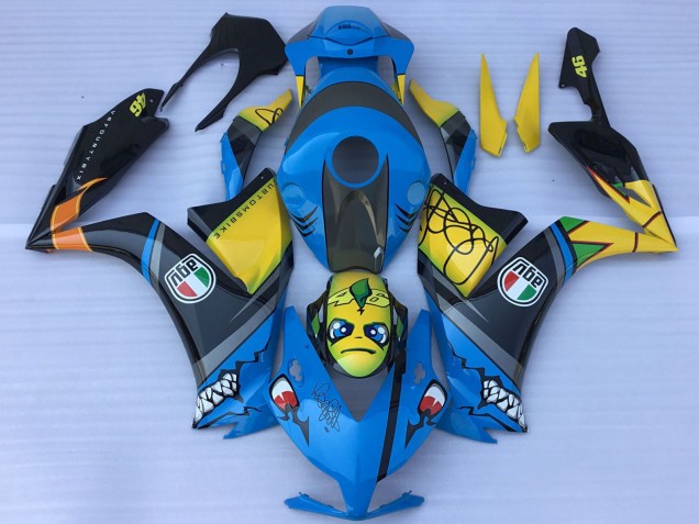 Honda CBR1000RR Motorrad Verkleidung 2012-2016 - Blau Gelb Glanzendes Schwarz Hai Teeth