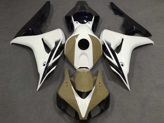 Honda CBR1000RR Motorrad Verkleidung 2006-2007 - Weiss Tan Glanzendes Schwarz