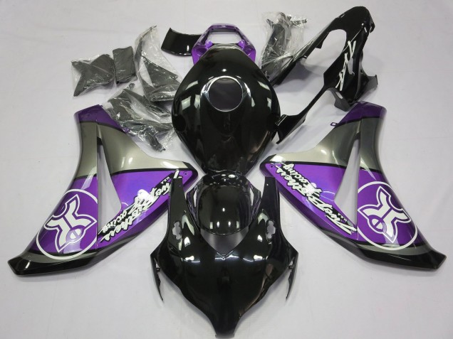 Honda CBR1000RR Motorrad Verkleidung 2008-2011 - Lila Grau Glanzendes Schwarz