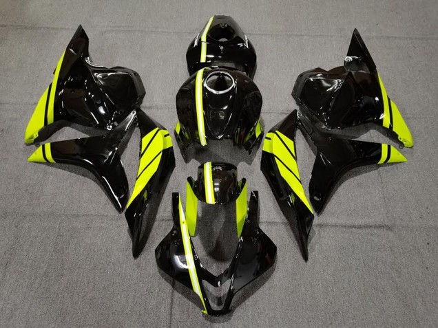 Honda CBR600RR Motorrad Verkleidung 2009-2012 - Glanzendes Schwarz Hohe Sichtbarkeit Gelb Streifen