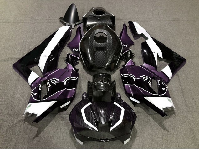 Schwarzer Carbonfaser Stil Weiß violett Bull 2013-2026 Honda CBR600RR Motorrad Verkleidung