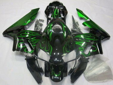 Honda CBR600RR Motorrad Verkleidung 2003-2004 - Glanzendes Schwarz Blau Flamme