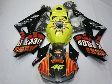 Honda CBR600RR Motorrad Verkleidung 2013-2023 - Gelb Orange Glanzendes Schwarz Rossi 46