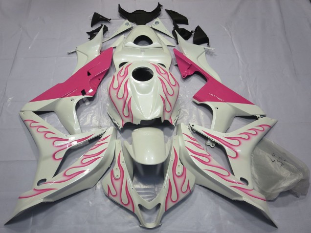 Honda CBR600RR Motorrad Verkleidung 2007-2008 - Weiss Rosa Flamme