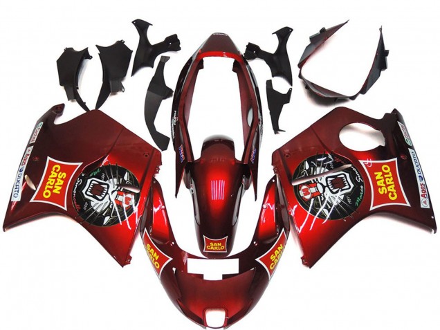 Honda CBR1100XX Blackbird Motorrad Verkleidung 1996-2007 - Rot Gelb San Carlo
