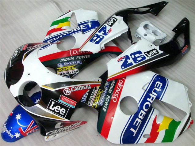 Honda CBR250RR Motorrad Verkleidung 1990-1998 - Weiss Blau Rot Gelb Grun Carrera EuroBet Lee