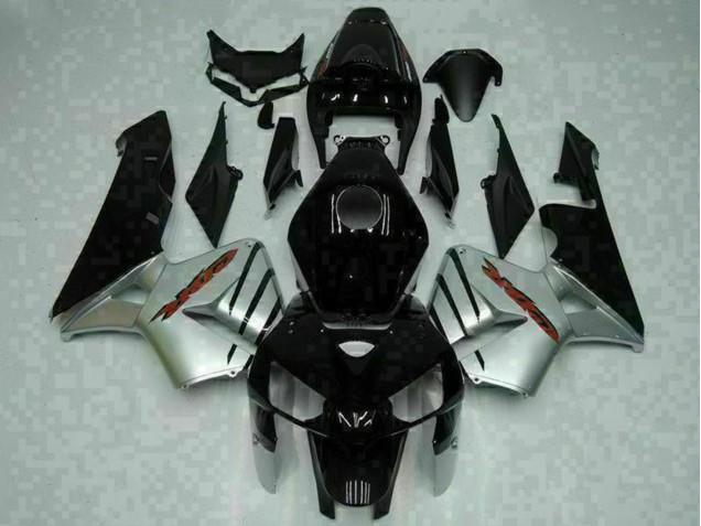 Glänzendes Schwarz Silber 2005-2006 Honda CBR600RR Motorrad Verkleidung