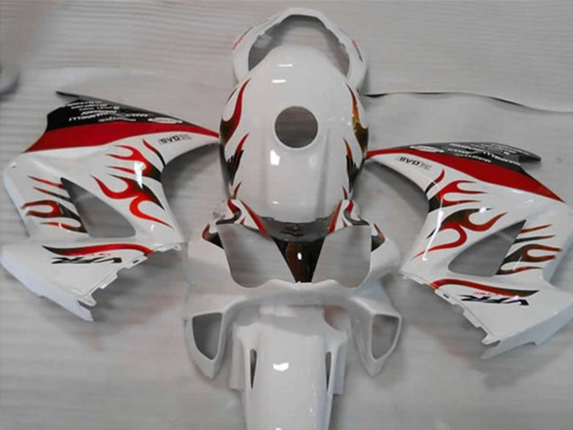 Honda VFR 800 Motorrad Verkleidung 2002-2013 - Weiss Rot Flamme