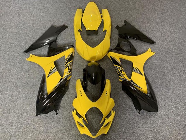 Suzuki GSXR 1000 Motorrad Verkleidung 2007-2008 - Gelb Glanzendes Schwarz