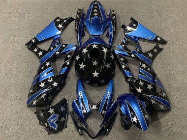 Suzuki GSXR 1000 Motorrad Verkleidung 2007-2008 - Blau Glanzendes Schwarz Stern