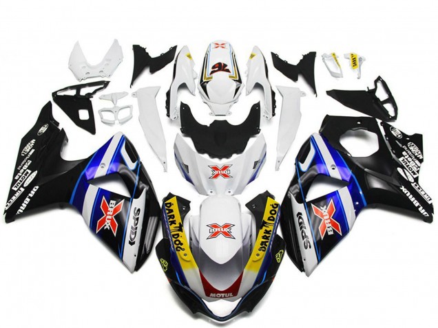 Suzuki GSXR 1000 Motorrad Verkleidung 2009-2016 - Weiss Blau Schwarz SPIDI Dunkel Dog