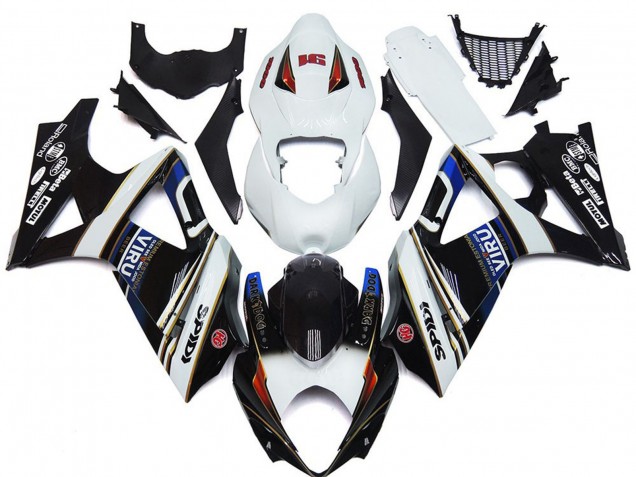 Suzuki GSXR 1000 Motorrad Verkleidung 2007-2008 - Weiss Blau Rot Schwarz Viru
