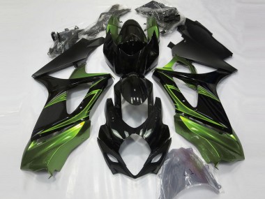 Suzuki GSXR 1000 Motorrad Verkleidung 2007-2008 - Glanzendes Schwarz Grun