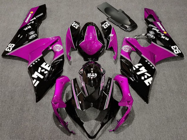 Suzuki GSXR 1000 Motorrad Verkleidung 2005-2006 - Rosa Glanzendes Schwarz Weiss