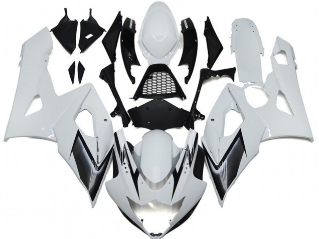 Suzuki GSXR 1000 Motorrad Verkleidung 2005-2006 - Glanzendes Weiss Silber Schwarz