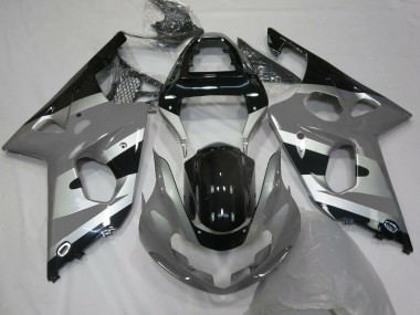 Suzuki GSXR 1000 Motorrad Verkleidung 2000-2002 - Grau Silber Glanzendes Schwarz OEM Stil