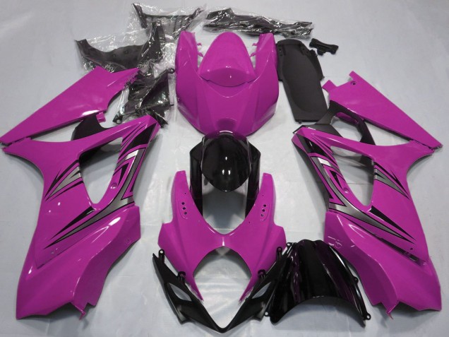 Suzuki GSXR 1000 Motorrad Verkleidung 2007-2008 - Rosa Glanzendes Schwarz OEM Stil