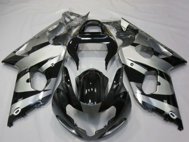 Suzuki GSXR 1000 Motorrad Verkleidung 2000-2002 - Silber Glanzendes Schwarz