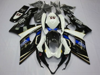 Suzuki GSXR 1000 Motorrad Verkleidung 2005-2006 - Weiss Blau Schwarz Gelb Viru